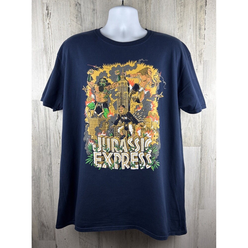 AEW Wrestling Jurassic Express Jungle Boy Luchasaurus T-Shirt XL (23”x29”)